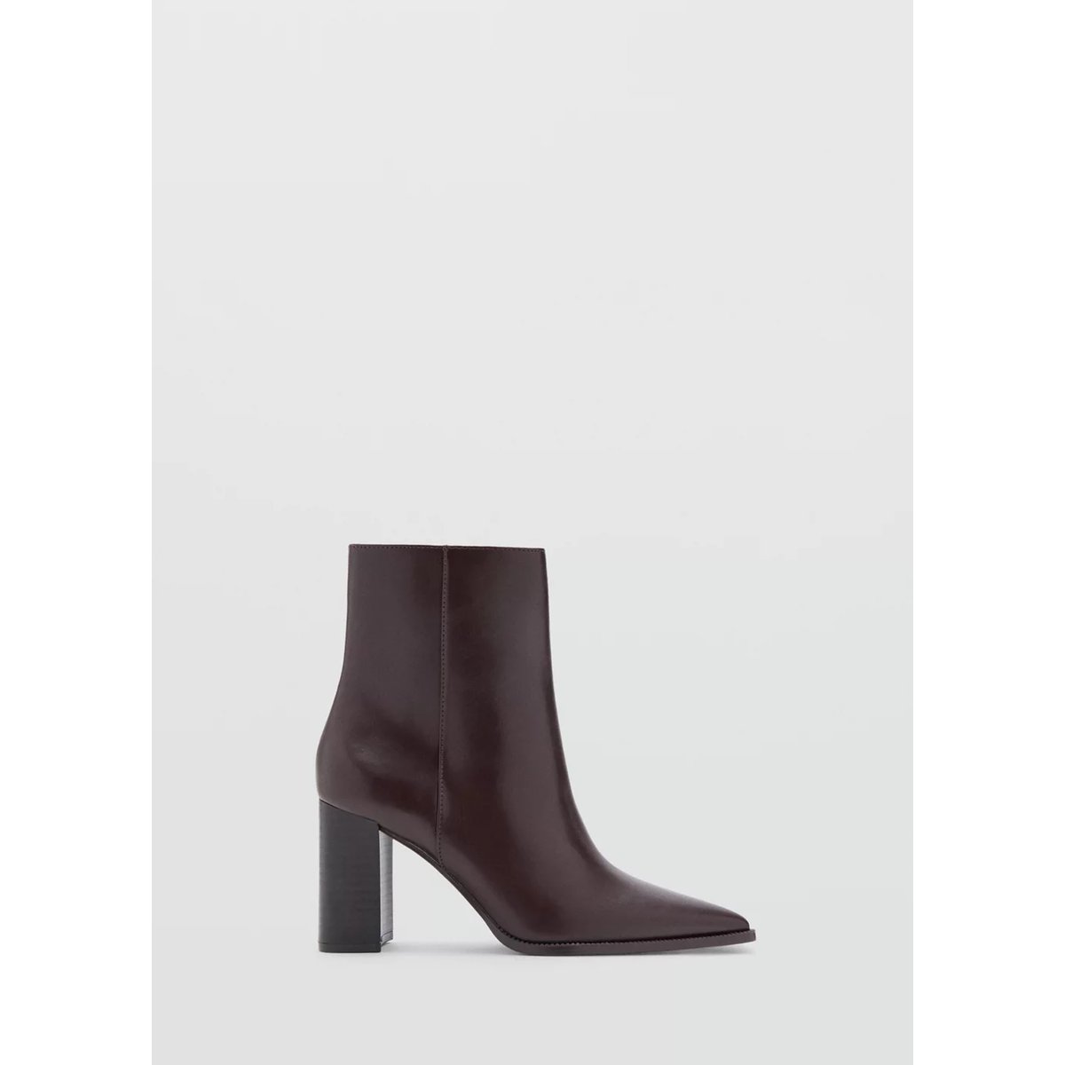 Bottines pointues talon bloc chocolat, MANGO