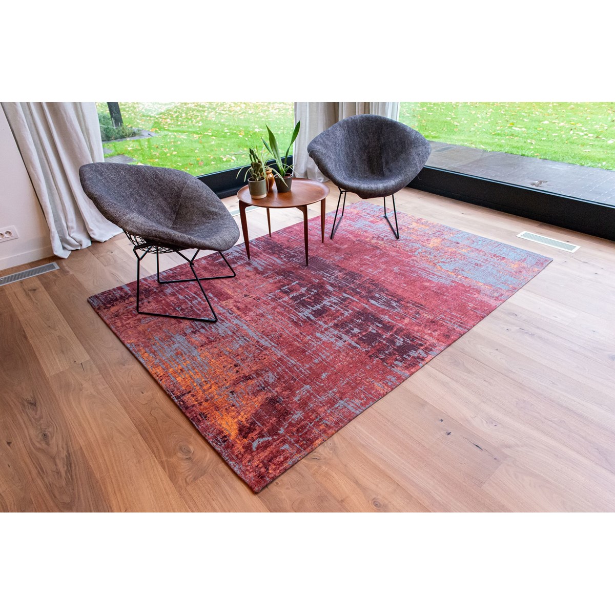 Tapis salon et chambre moderne coton COOPER rouge, NOVATREND