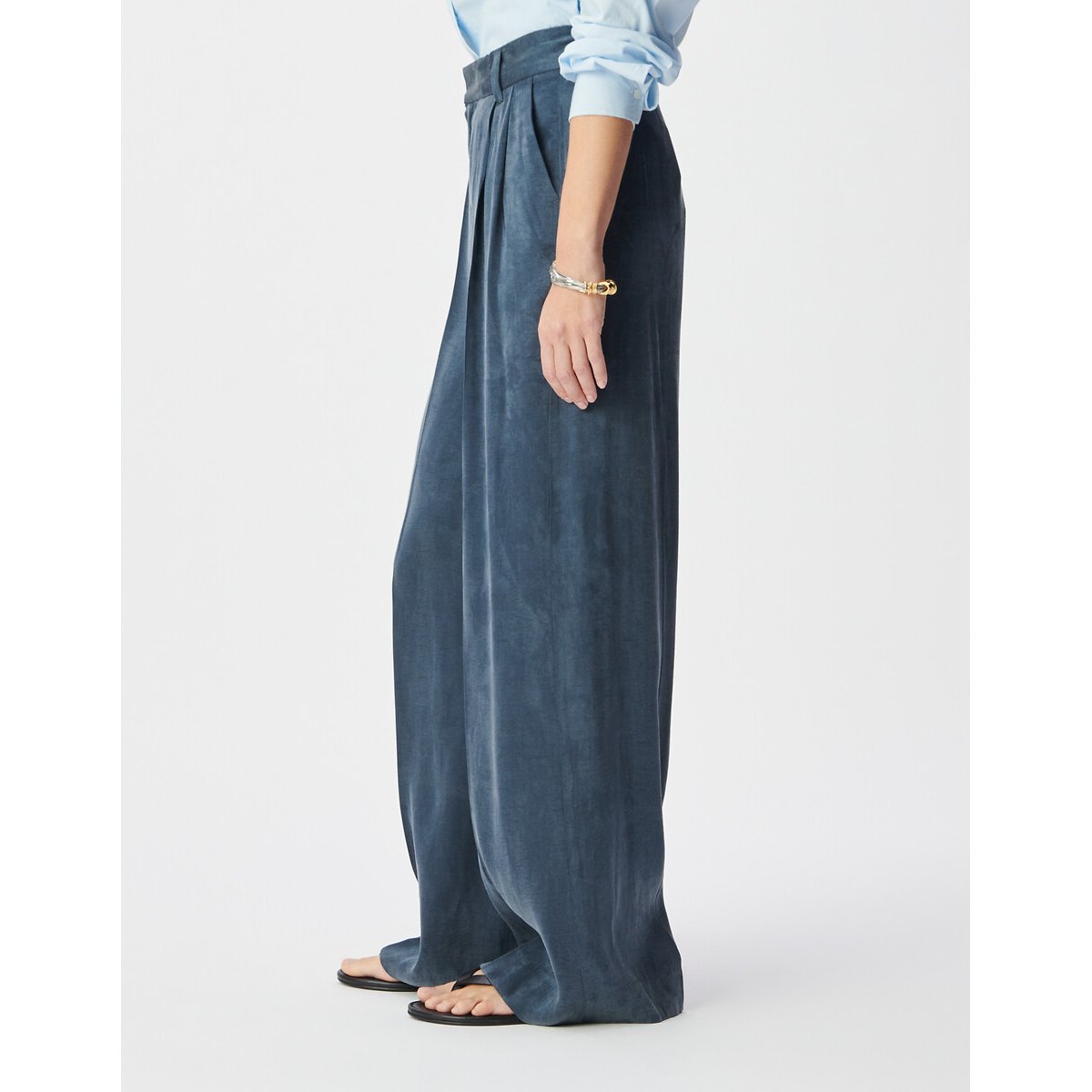 Pantalon de tailleur large à pinces marine, IKKS