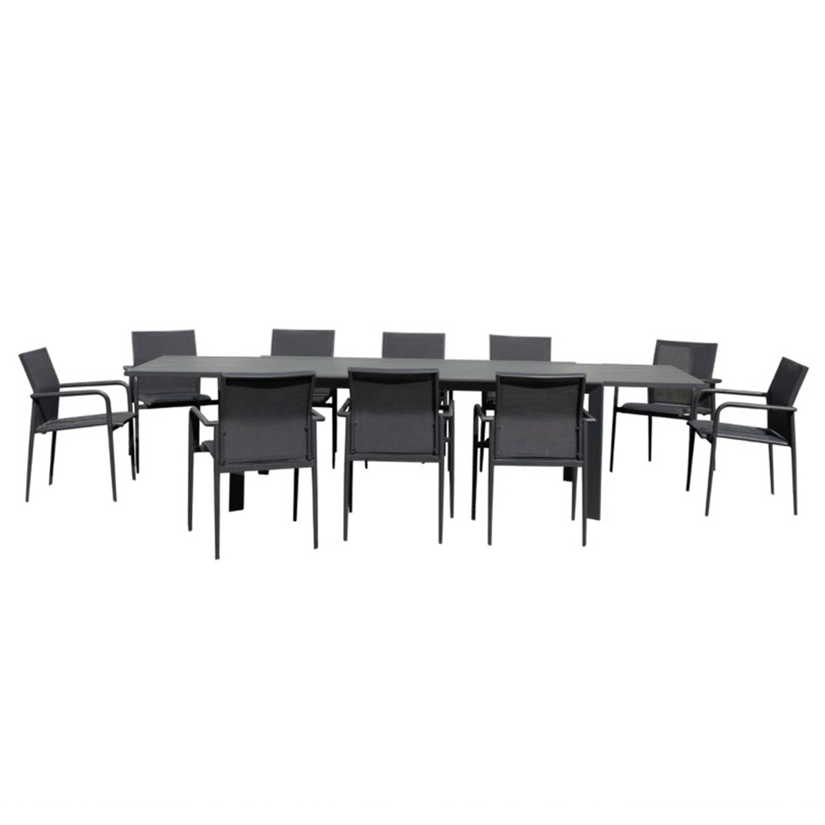Ensemble 8/12p en alu et 10 fauteuils MODULO gris, WILSA GARDEN