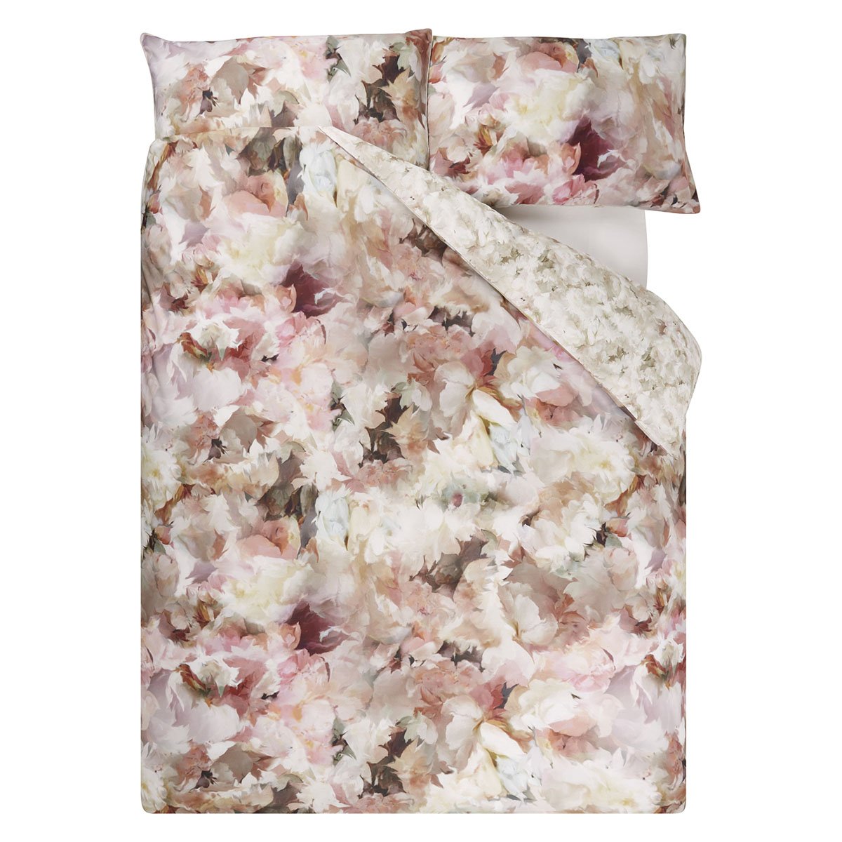 Housse de couette imprimée en percale de coton, FLEURS DE JOUR rose, DESIGNERS GUILD