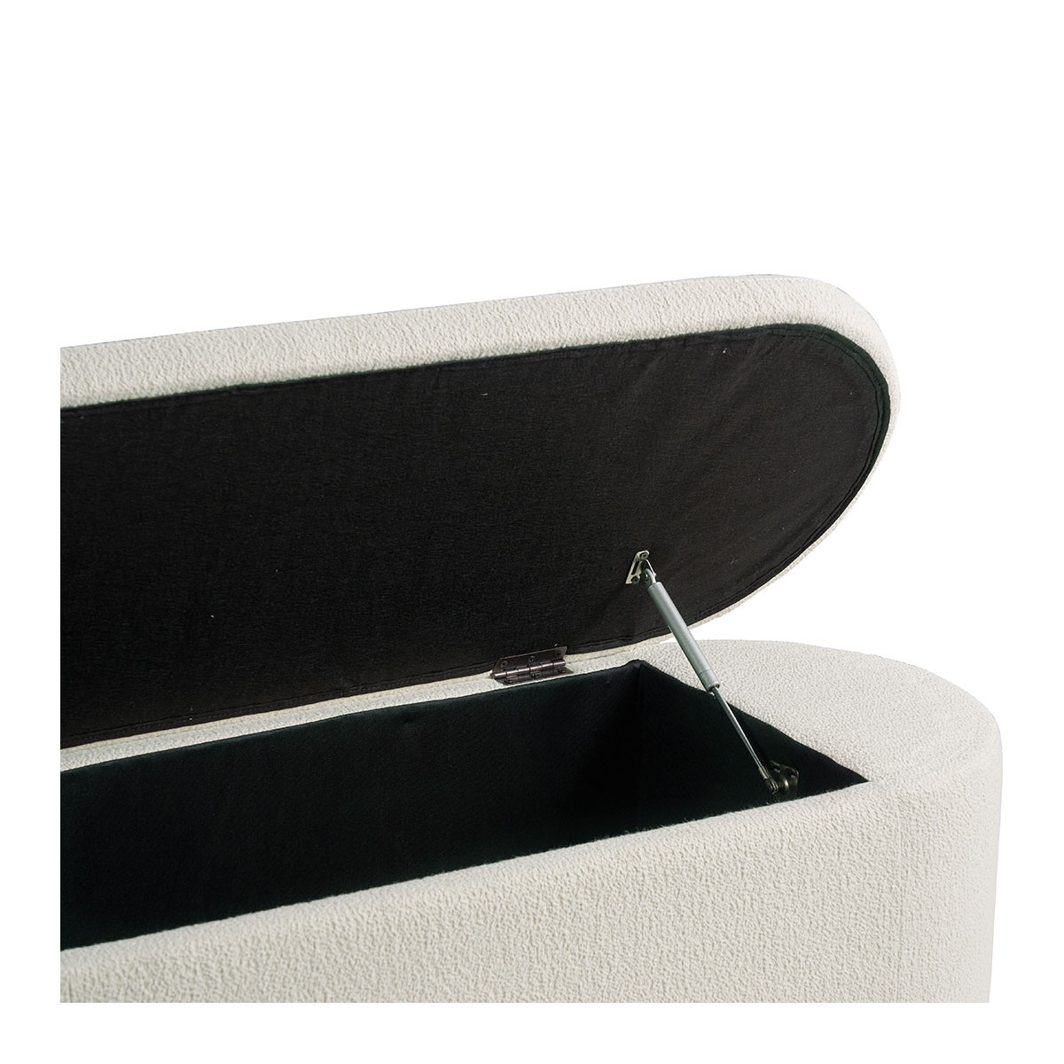 Banc coffre tissu bouclette 120x45x45 crème, BLANC D’IVOIRE