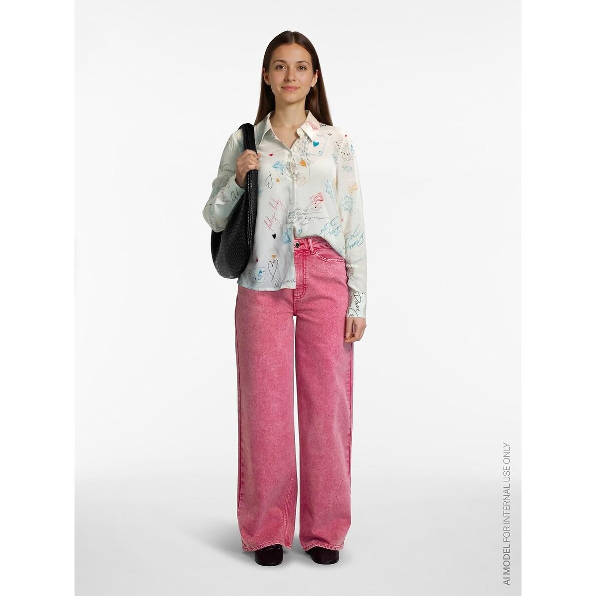 Jean large, taille haute rose, VILA