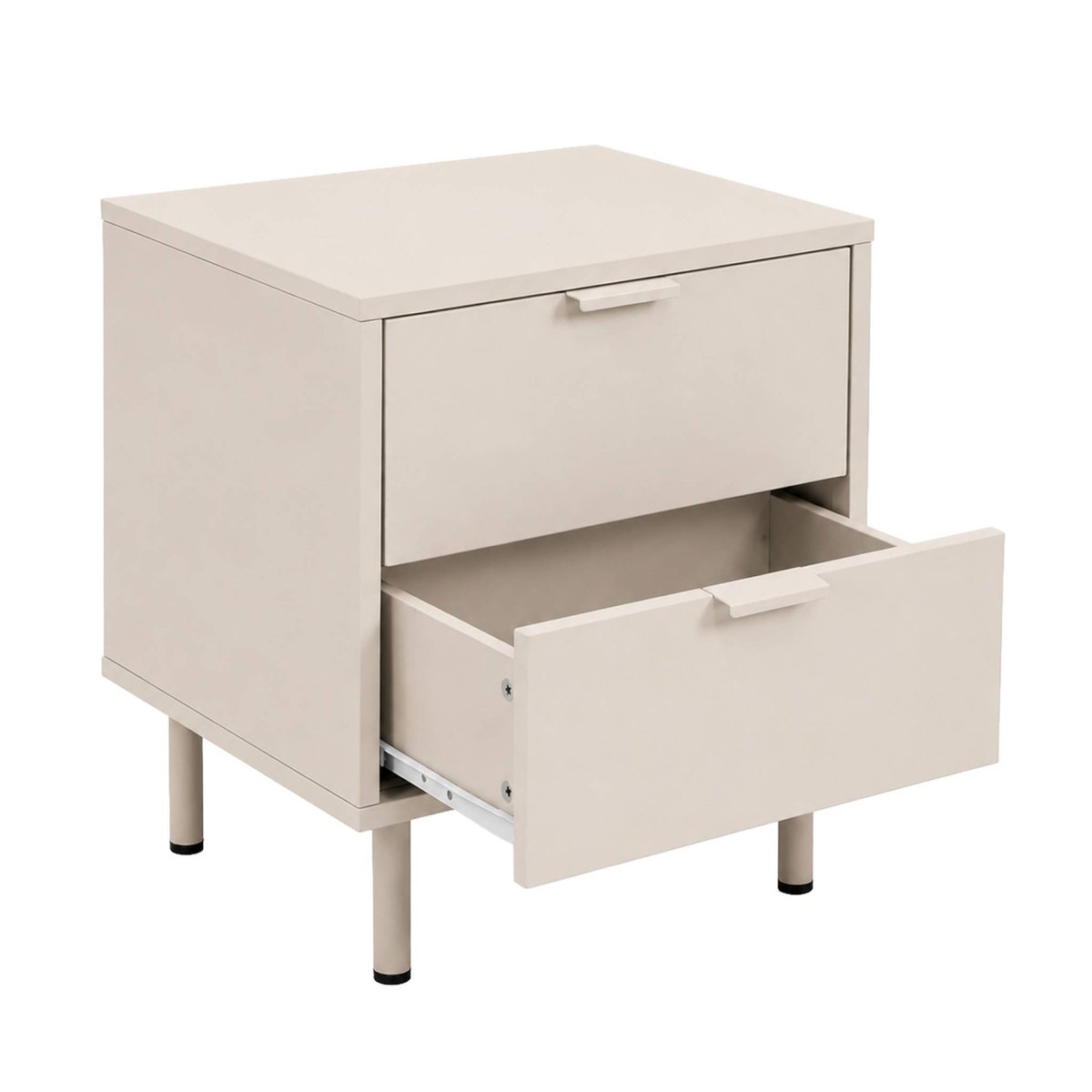 Table de chevet décor bois et métal 2 tiroirs (lot de 2) ELLIE beige, SWEEEK