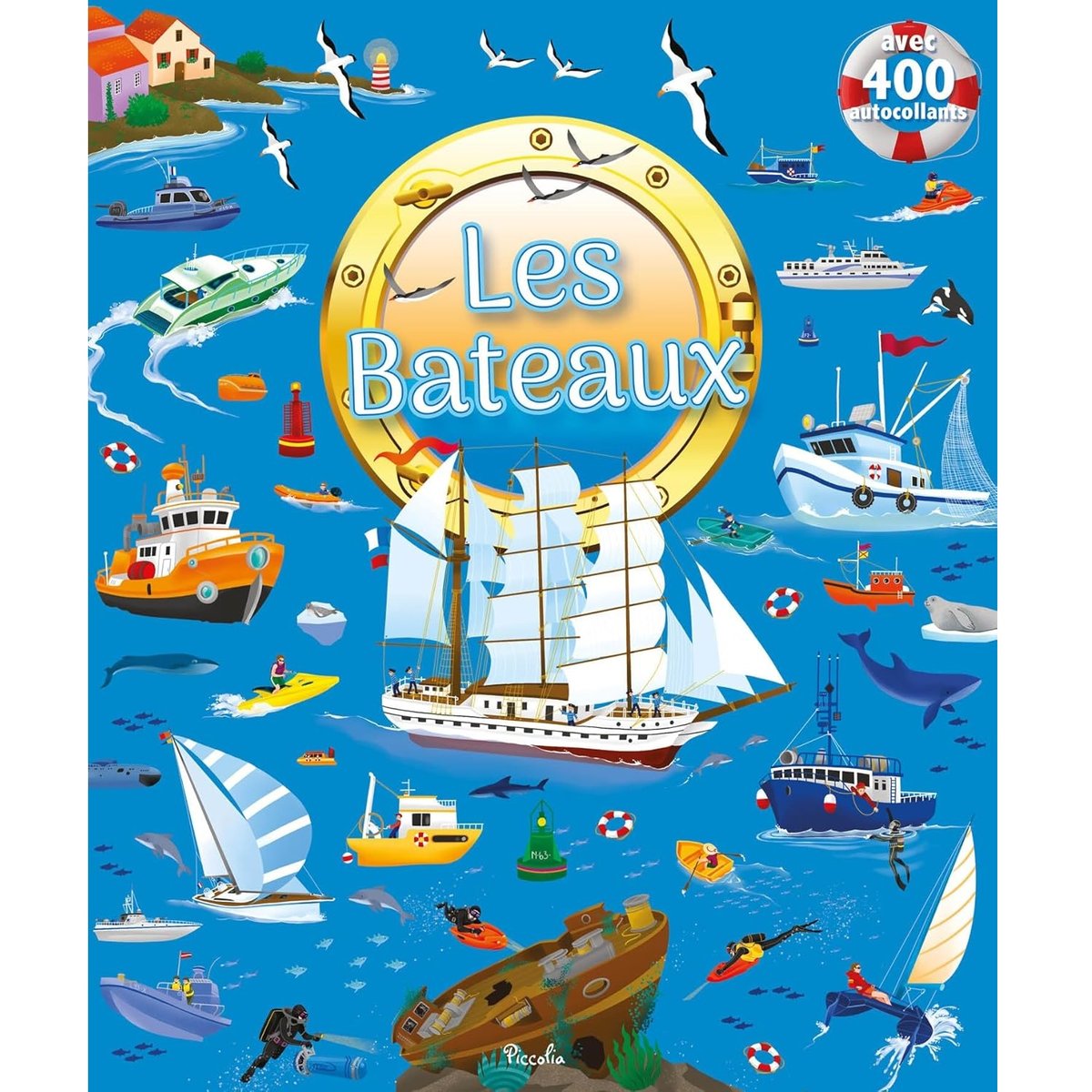 400 autocollants Les bateaux bleu, PICCOLIA EDITIONS