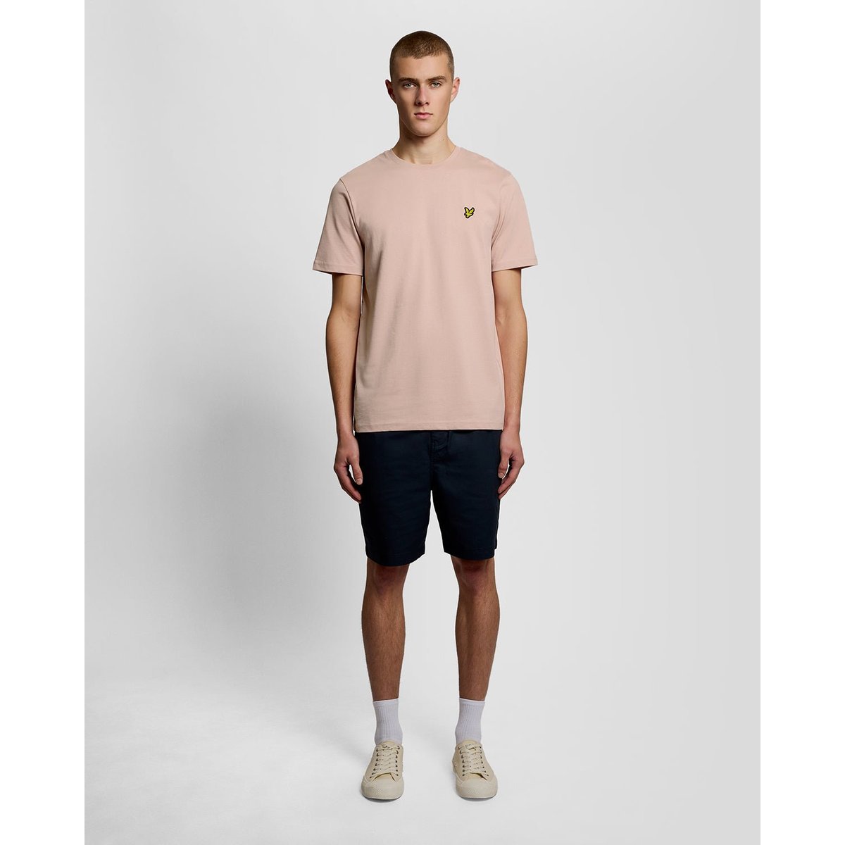 T-shirt en coton col rond rose pamplemousse, LYLE & SCOTT