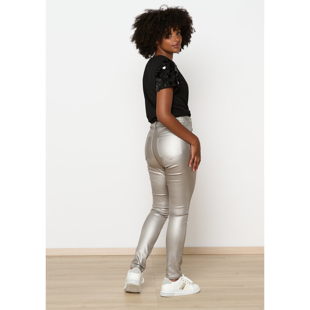 Pantalon métallisé argente, LOLALIZA