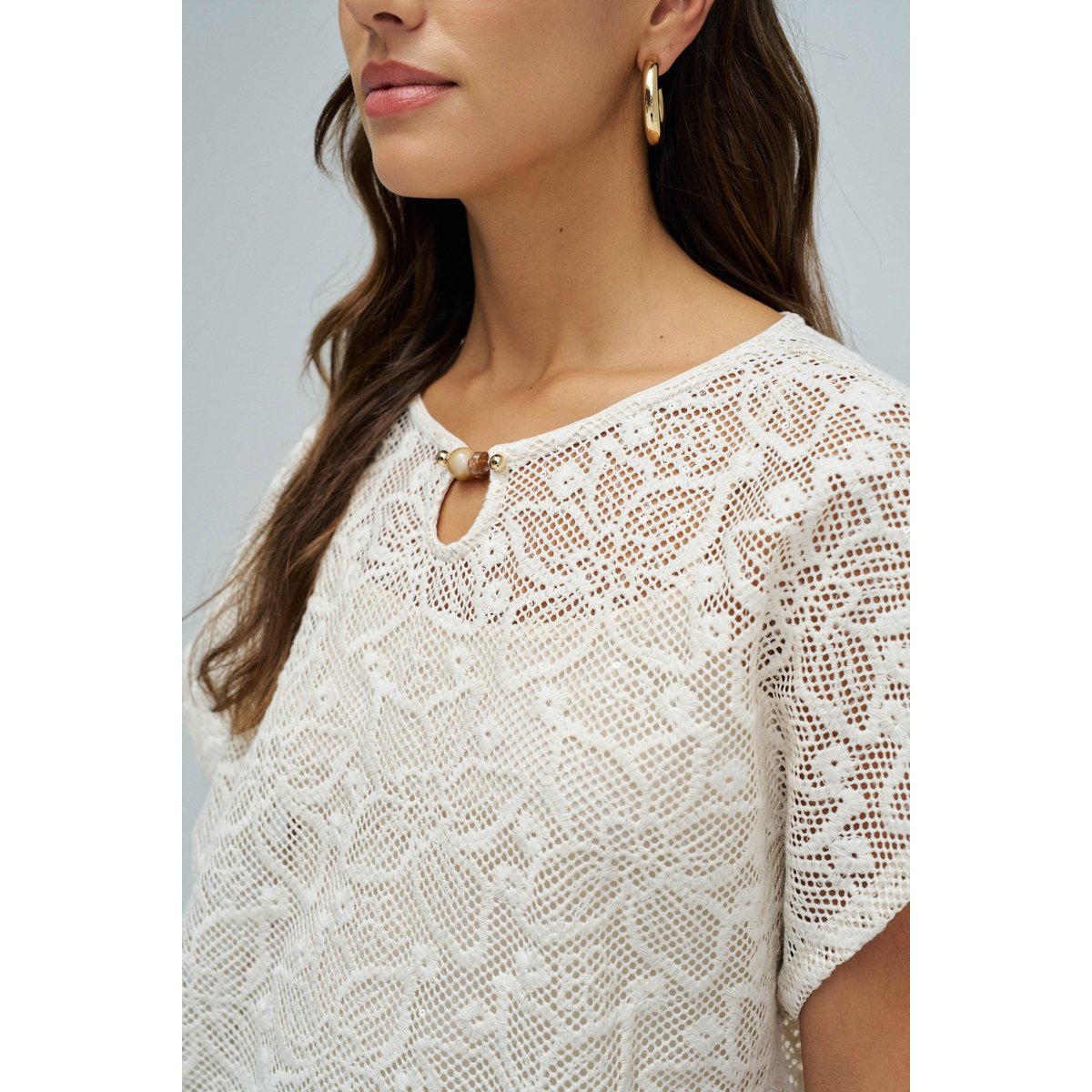 T-SHIRT EN CROCHET beige, SALSA JEANS