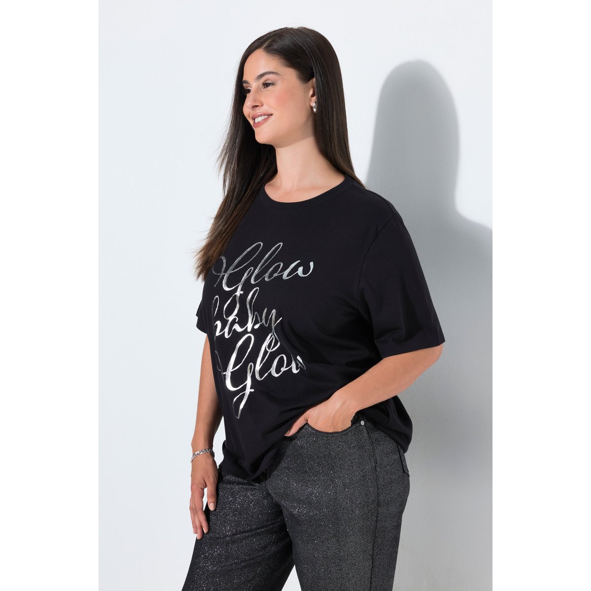T-shirt avec message en lettres noir, ULLA POPKEN