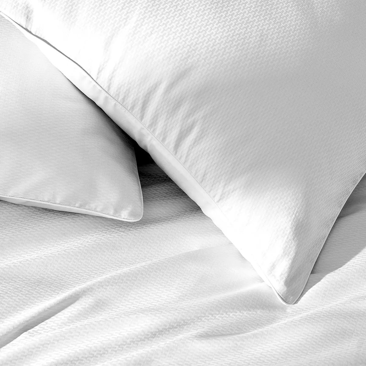 Lot de 2 taies satin de coton VIBRATO blanc, GARNIER THIEBAUT