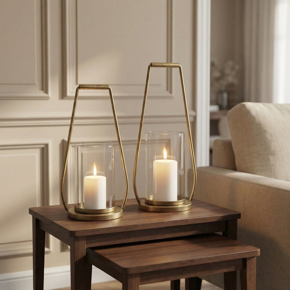 Lanterne en métal H45 YSEL doré, SIA DECO