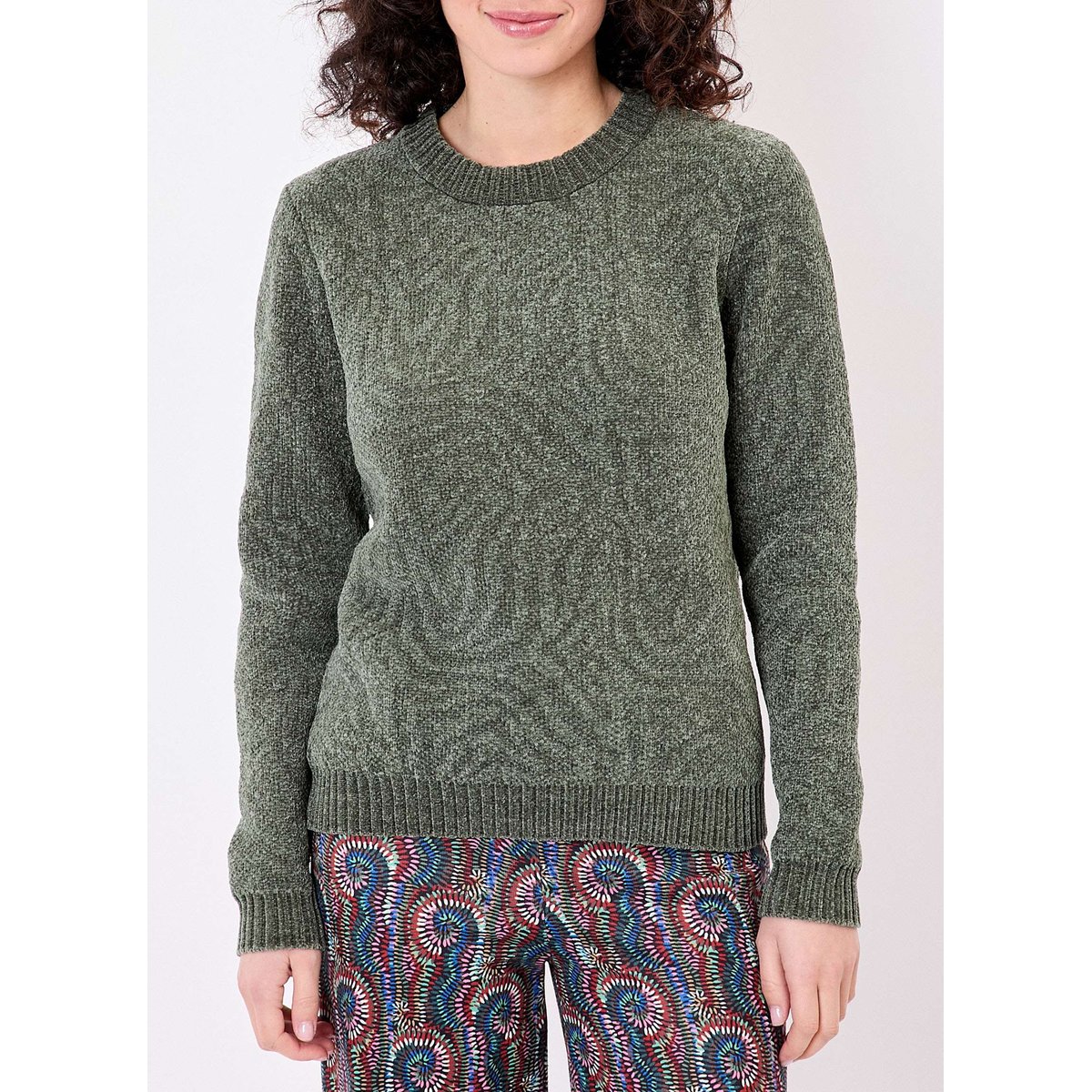 Pull maille duveteuse FALLON vert kaki, LA FIANCÉE
