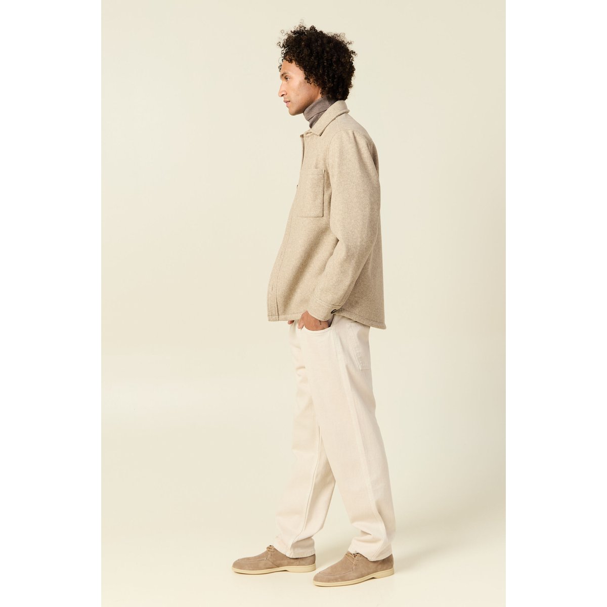 Surchemise boutonnée beige, BONOBO