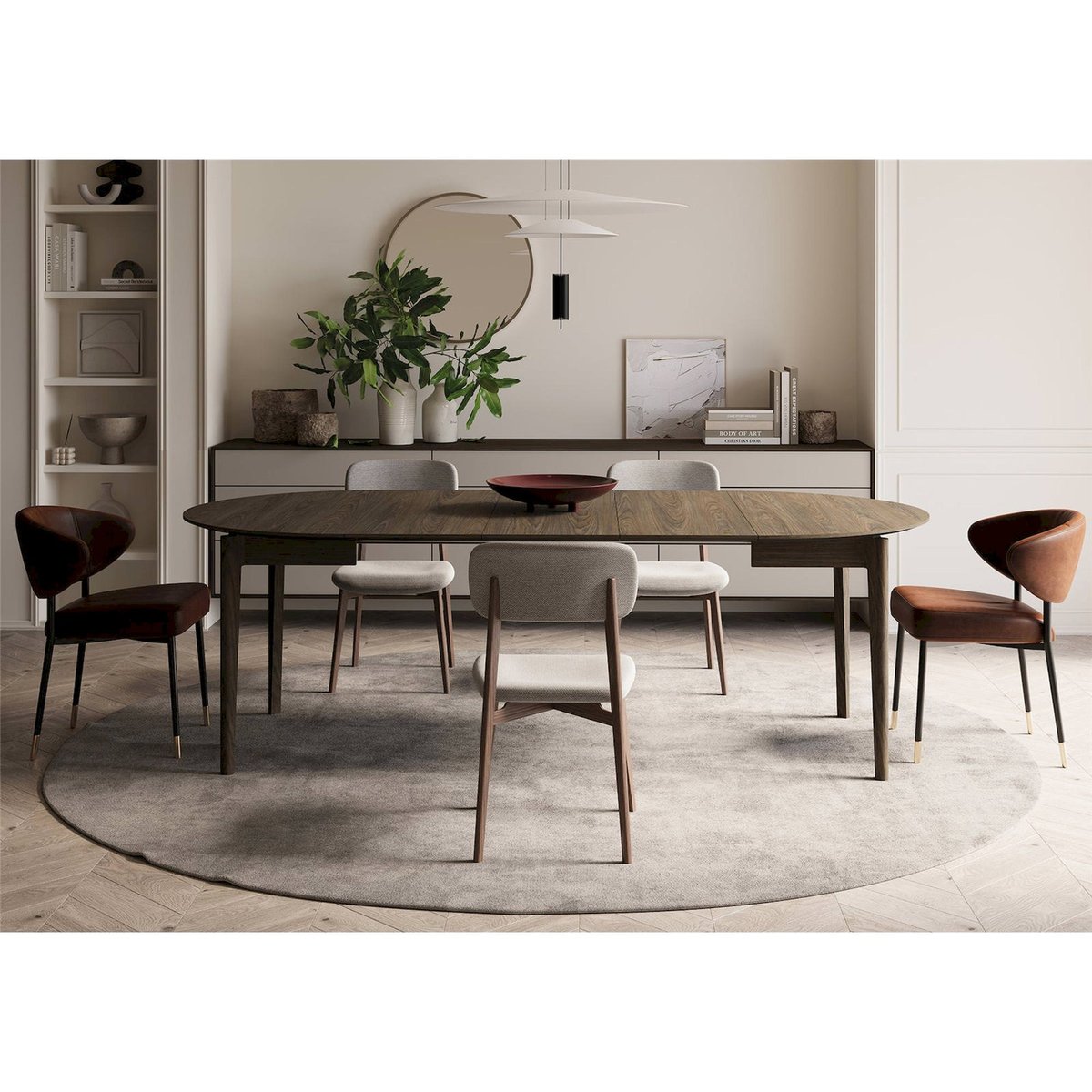 Table ronde extensible collection PLOT chêne clair, RECOLLECTION