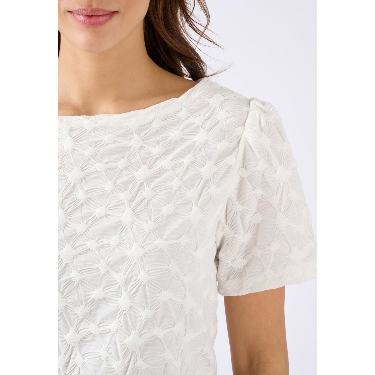T-shirt maille reliéfée blanc cassé, DAMART