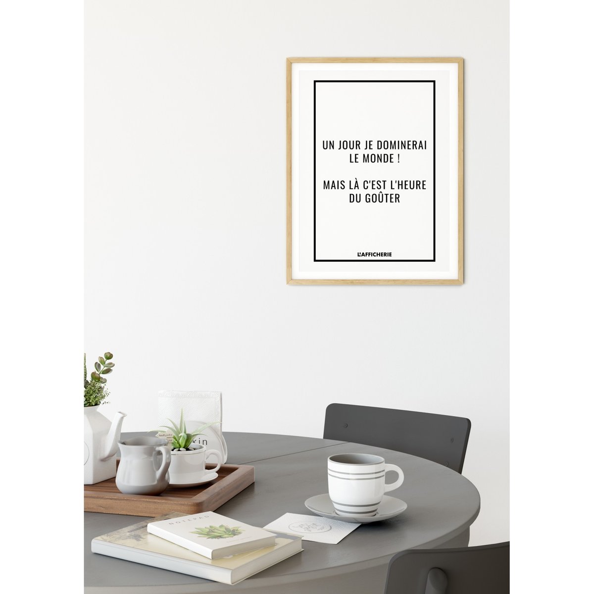 Affiche 'Un jour je dominerai le Monde...' blanc, L'AFFICHERIE