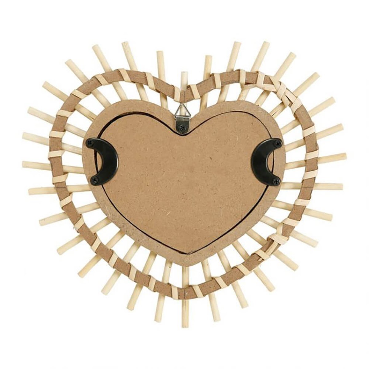 Miroir bambou cœur beige, DECORATIE