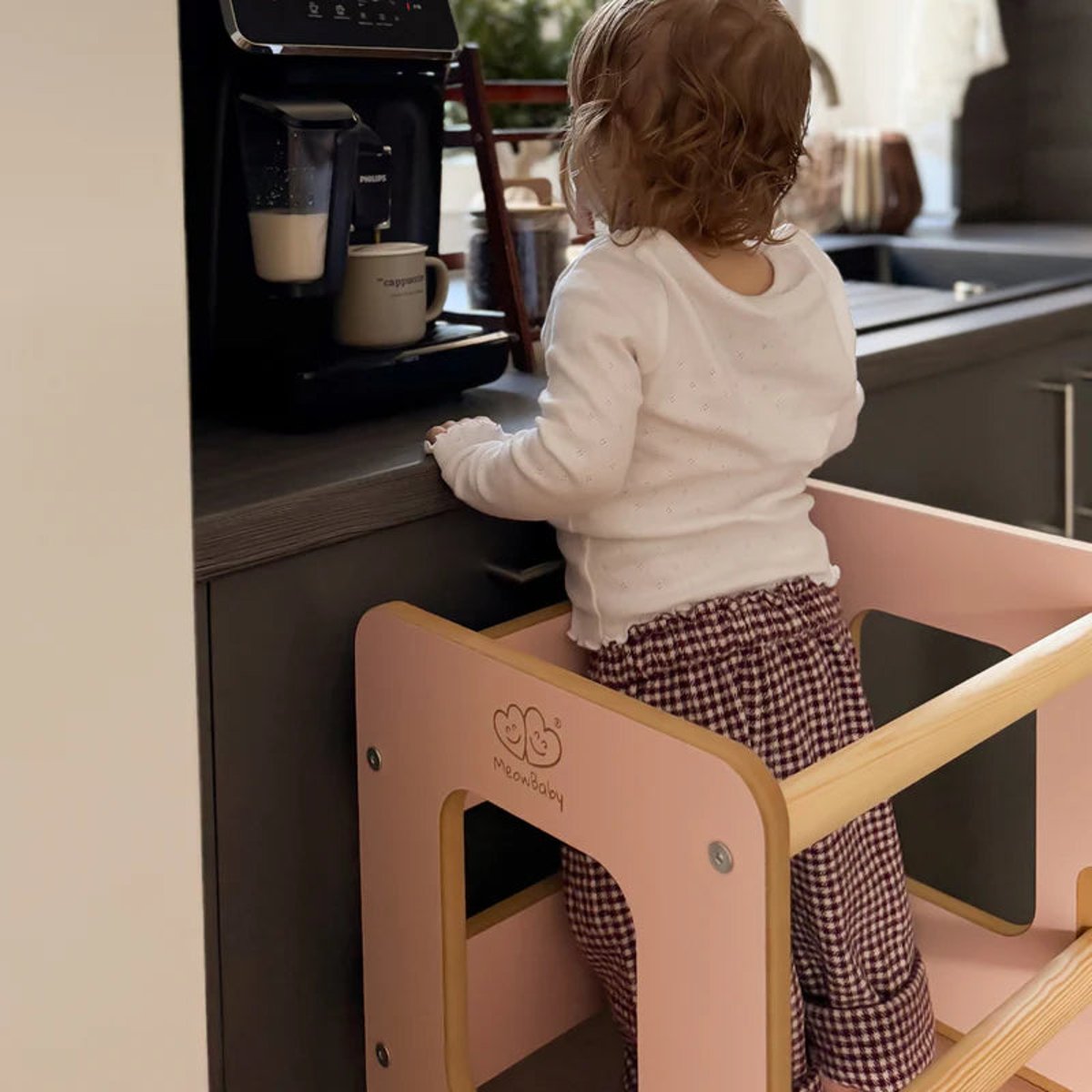 Tour d'observation Montessori ajustable en bois - Cloudy gris, MEOW BABY
