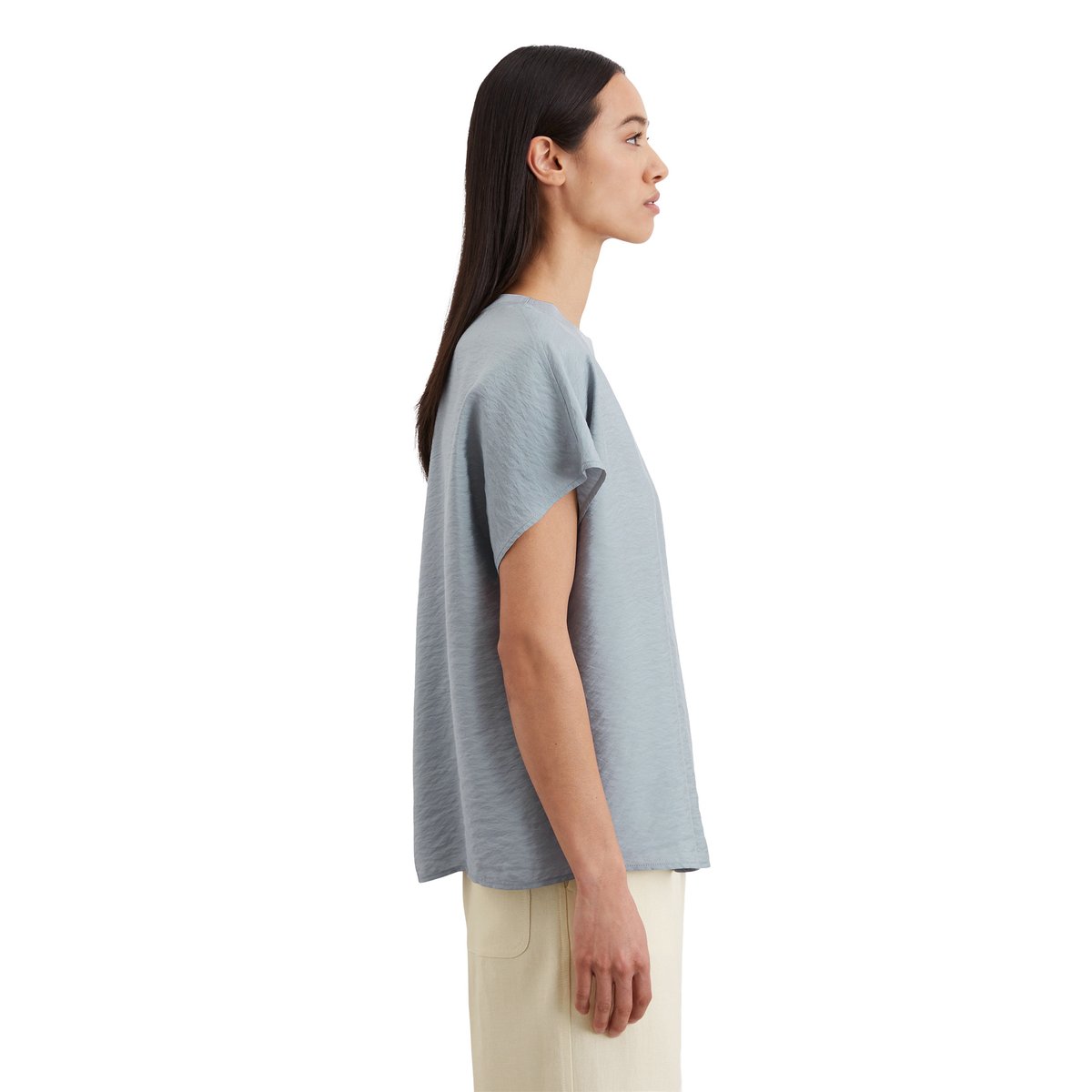 Chemisier régulier en viscose mélangée Crinkle bleu clair, MARC O'POLO