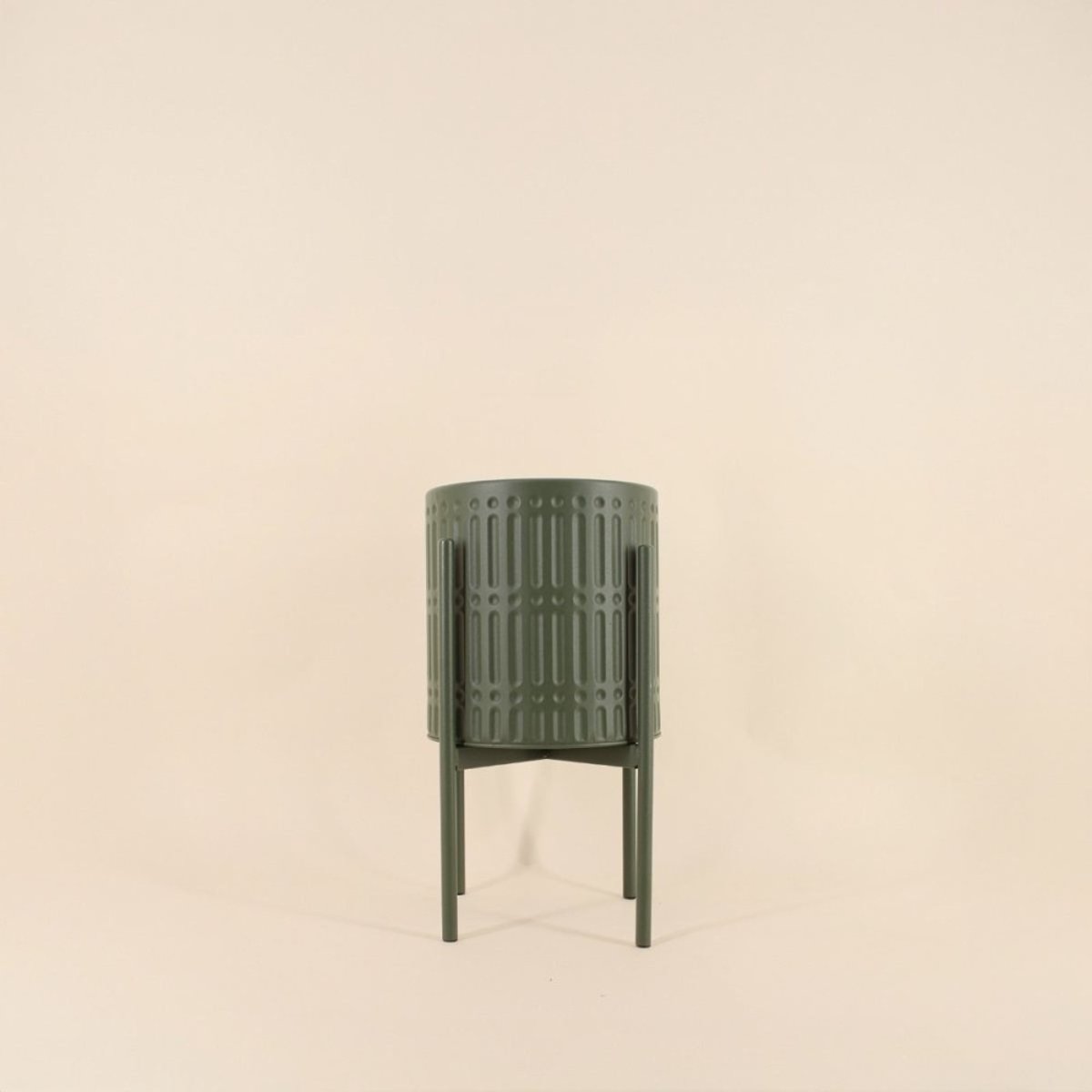 Cache pot en métal structuré 21x38,5cm vert, ORNAMI