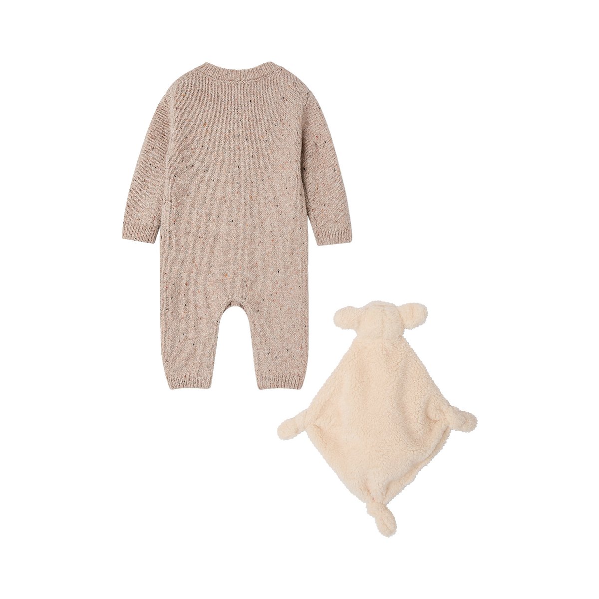 Ensemble combinaison et doudou naissance beige chiné, VERTBAUDET
