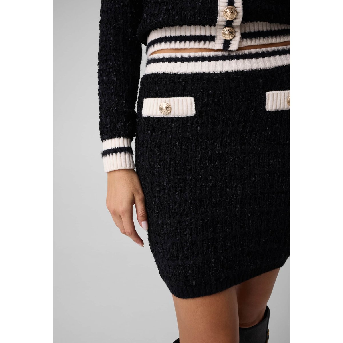 Jupe Mini En Maille noir, GUESS