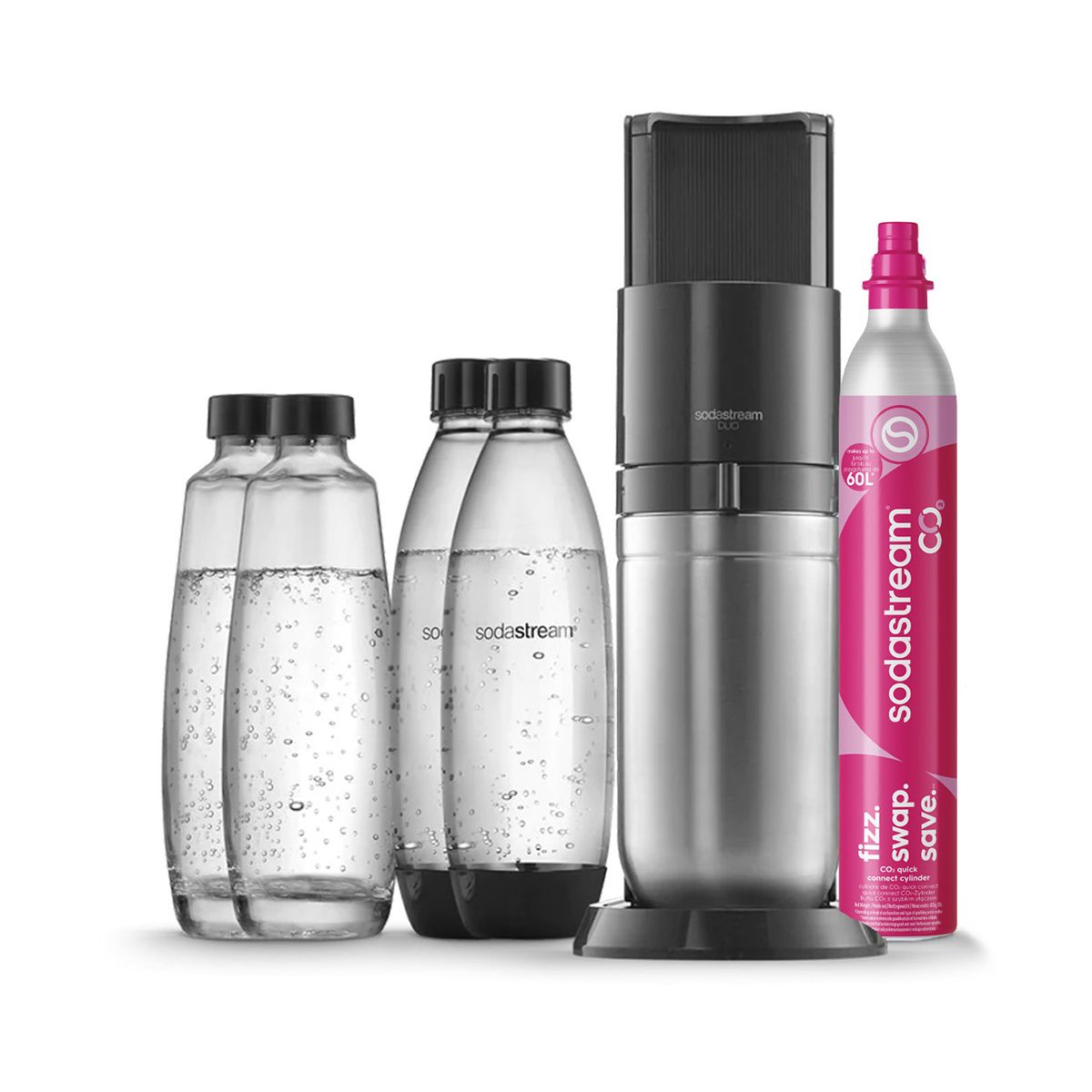 Machine à Soda Duo avec bouteilles et carafes DUON noir, SODASTREAM