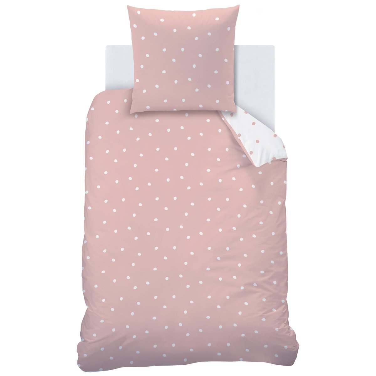 Parure de lit imprimée 100% coton, PINK SPOTS rose, MATT ET ROSE