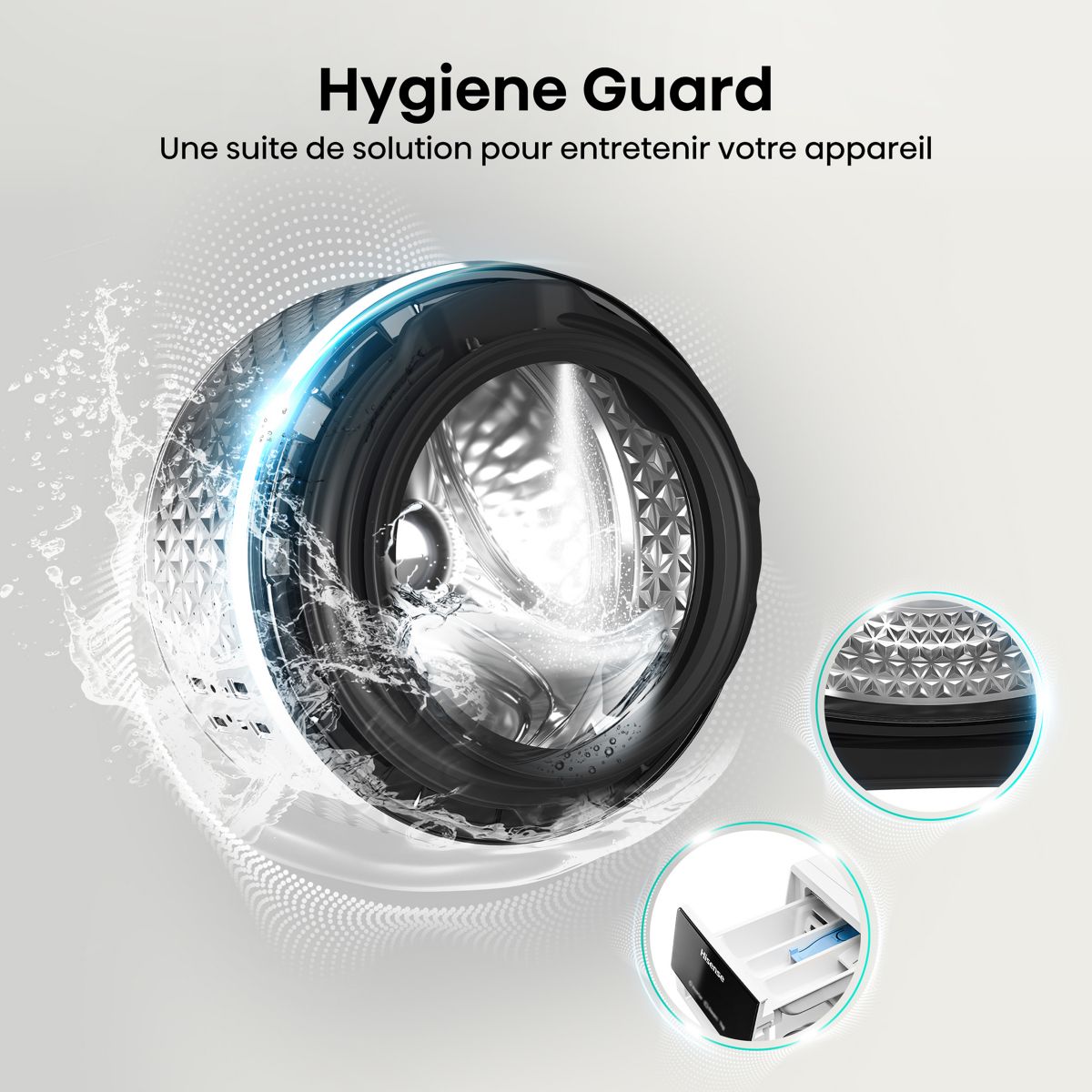 Lave linge hublot WF3S1243BB2 - 12 kg - 1400 tr/min - Classe A - Moteur induction - Connecté wifi - Noir couleur unique, HISENSE