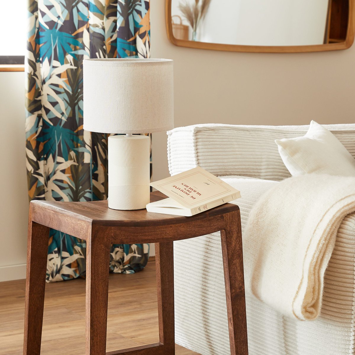 Lampe en céramique avec abat-jour, LANZOMA beige, INSPIRE