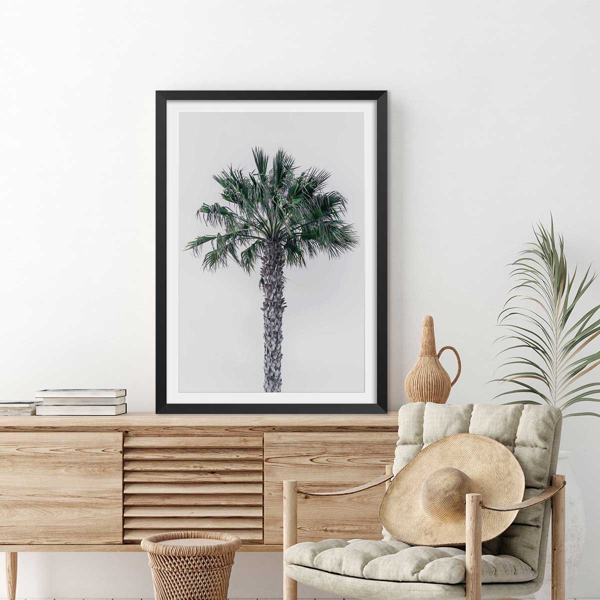 Affiche coconut palm affiche + cadre en bois - noir, HEXOA