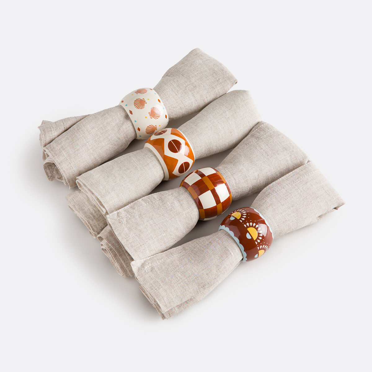 Juego de 4 servilleteros de mango, NIZAR multicolor, LA REDOUTE INTERIEURS