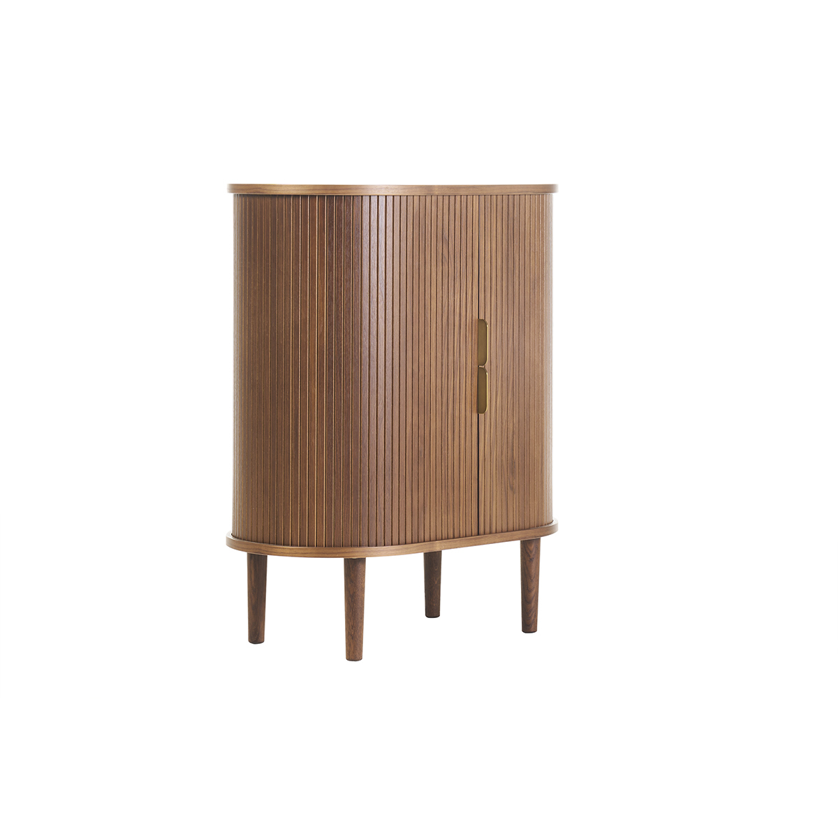 Buffet haut vintage avec portes coulissantes bois foncé noyer L70 cm EPIC noyer, MILIBOO