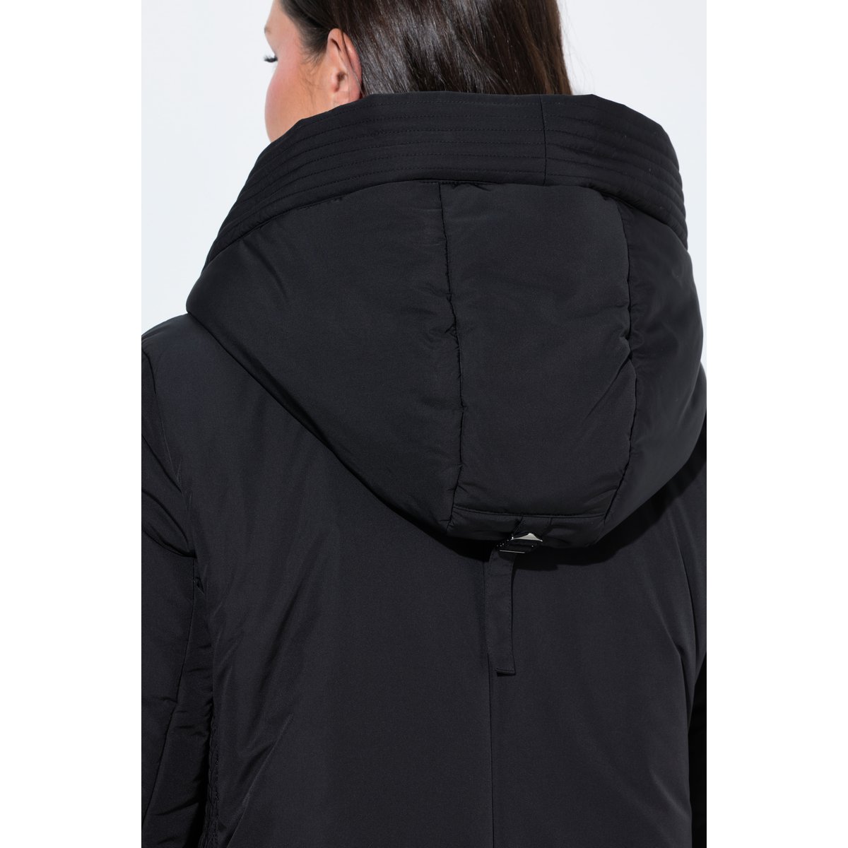 Manteau à capuche aspect duvet noir, ULLA POPKEN