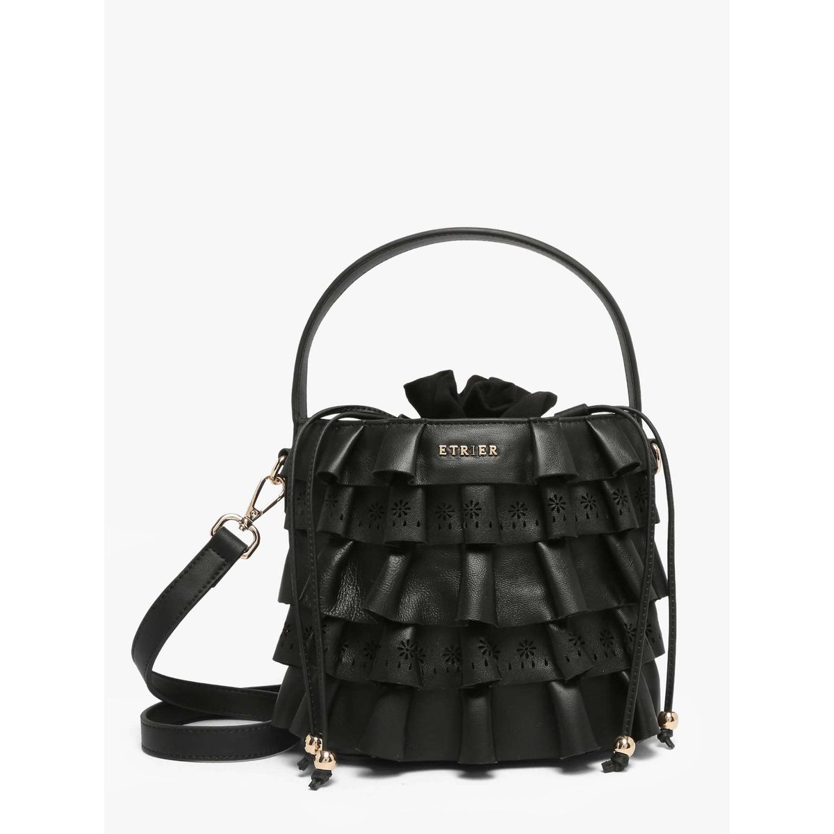 Sac bandoulière Renaissance cuir noir, ETRIER