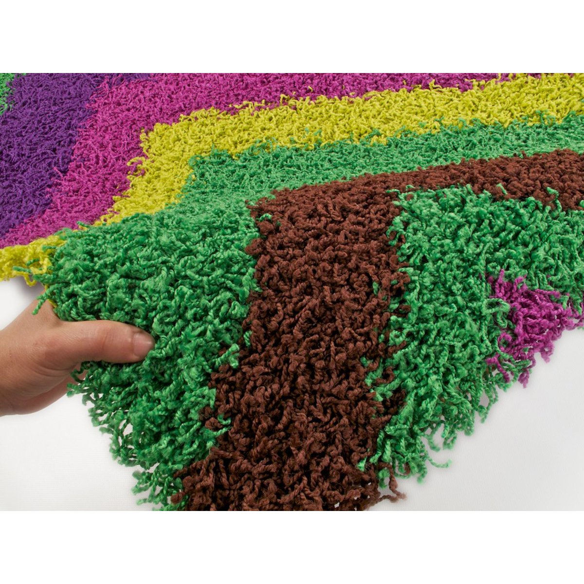 Tapis shaggy Happy Shag tissé à longs poils vert, THEKO