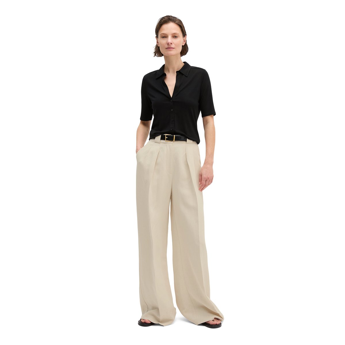 Blouse en jersey regular en LENZING™ ECOVERO™ noir, MARC O'POLO
