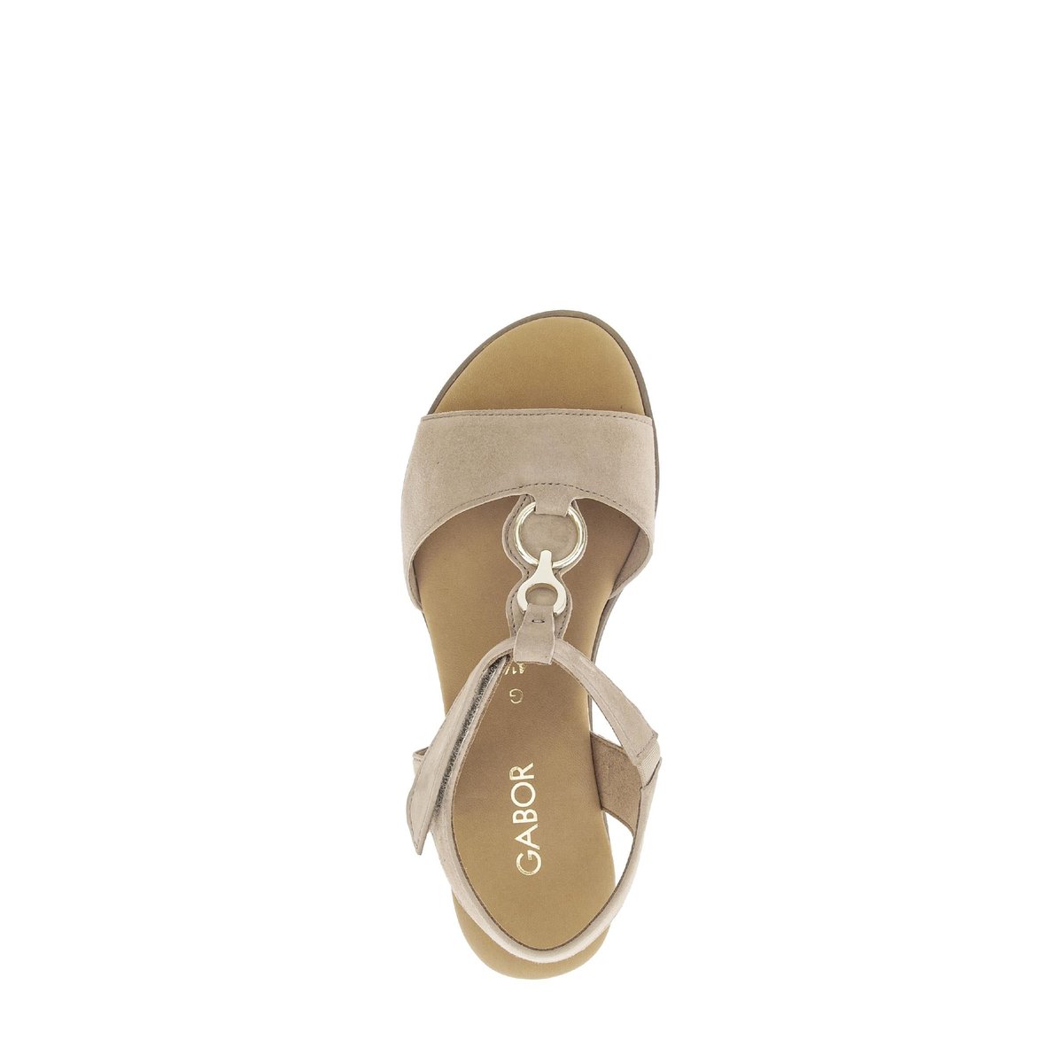 Sandales en cuir à talon compensé beige, GABOR