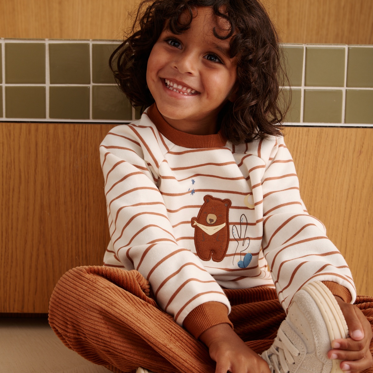 Sweat-shirt bébé en molleton Moka ecru, PETIT BEGUIN
