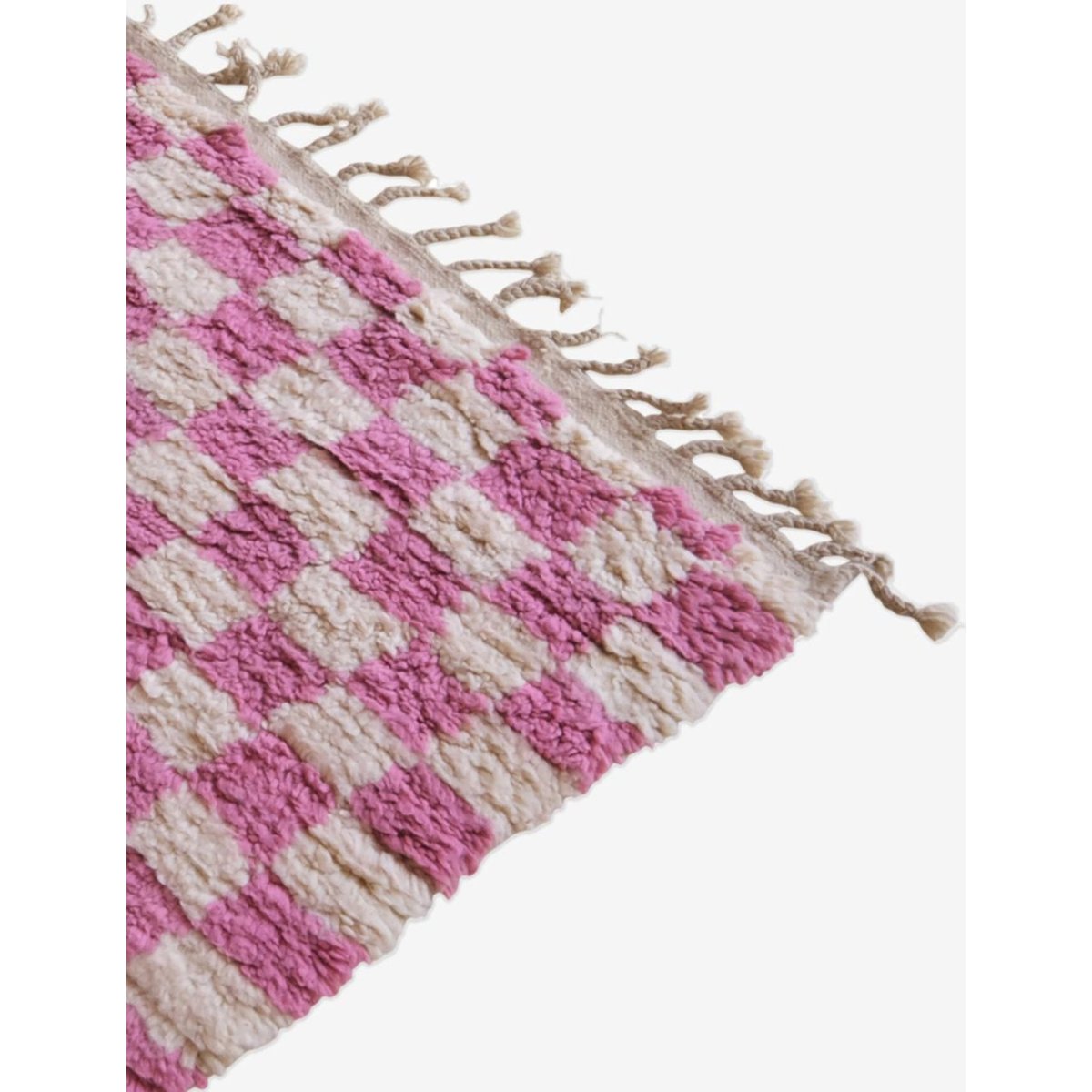 Tapis berbère marocain pure laine rose poudrée, AFK LIVING