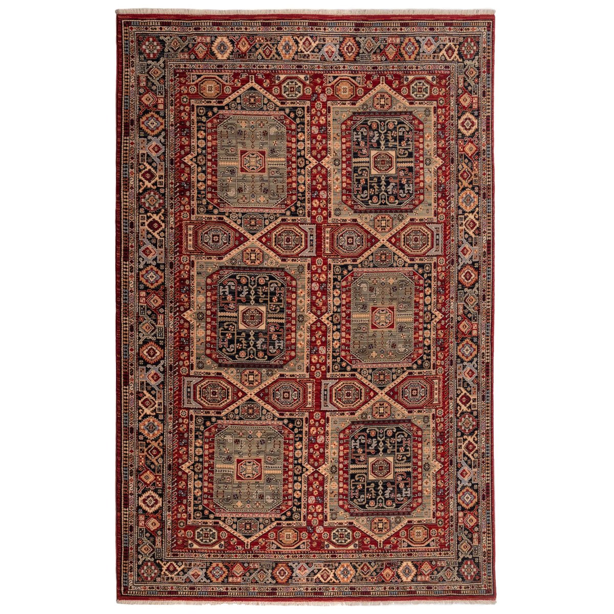 Tapis tissé au design oriental - SAHARNA rouge multicolore, THEKO
