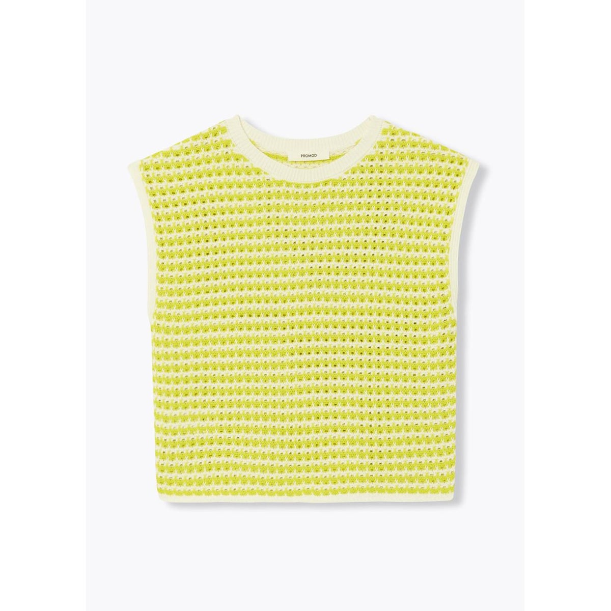 Pull en crochet bicolore rayé jaune, PROMOD