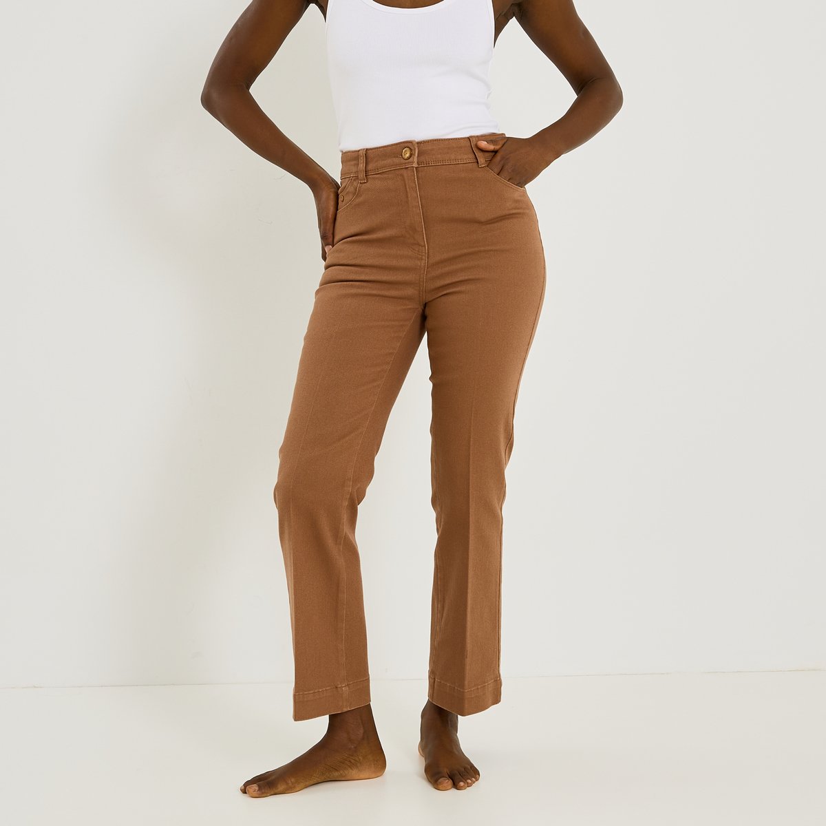 Jean bootcut raccourci TROPEZ RB02 marron, GRAIN DE MALICE