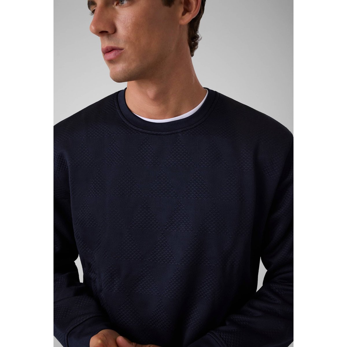 Sweat-Shirt En Mélange De Coton bleu foncé, GUESS