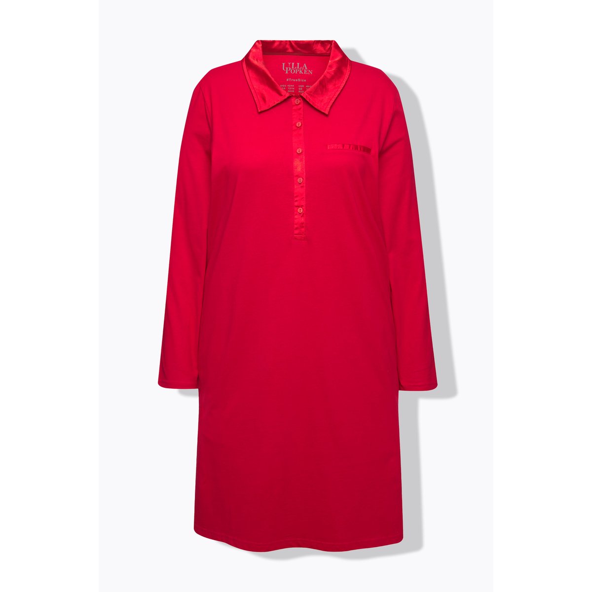 Chemise de nuit avec col, détails en satin salsa, ULLA POPKEN