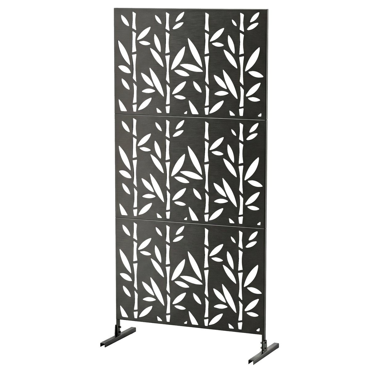 Panneau décoratif extérieur métal - brise vue motif bambou - noir noir, OUTSUNNY