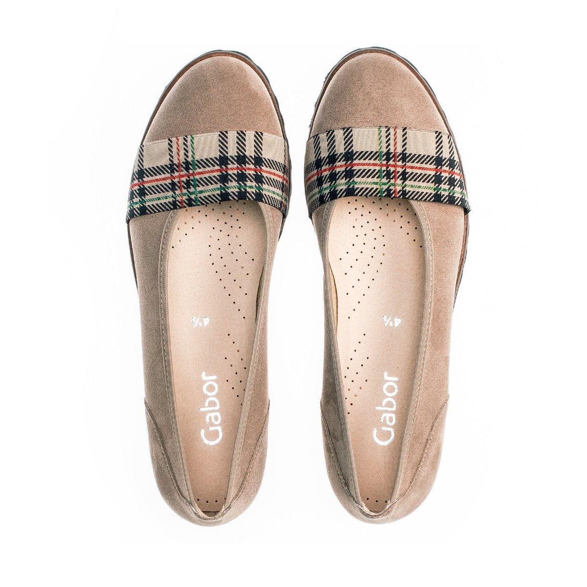 Ballerines en textile à talon bloc beige, GABOR