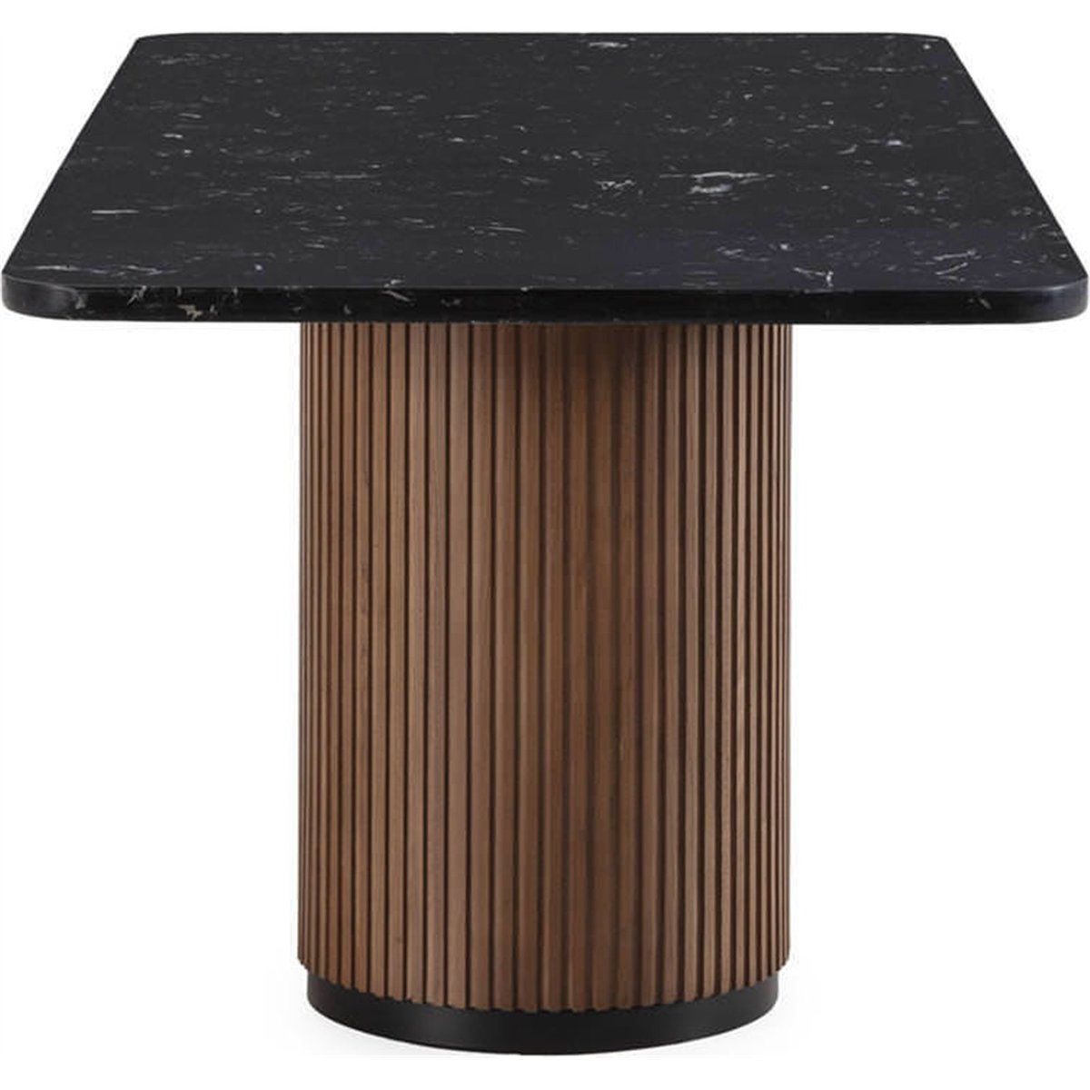 Table à manger en bois d'orme et marbre noyer, noir marquina et noir mat, RECOLLECTION