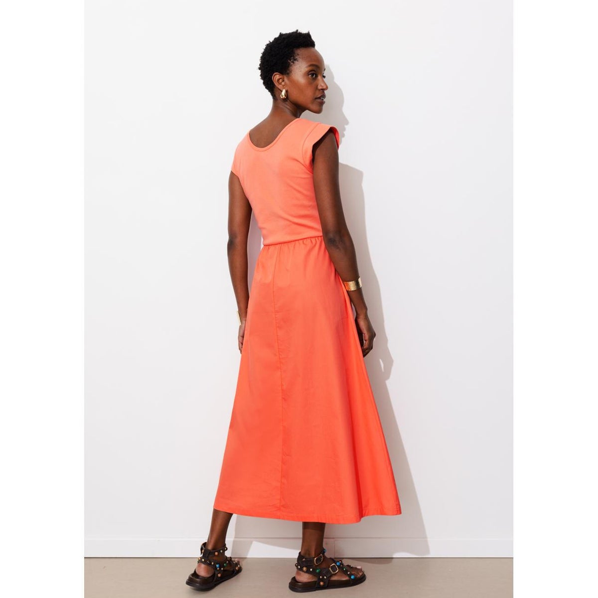 Robe-débardeur unie corail, PROMOD