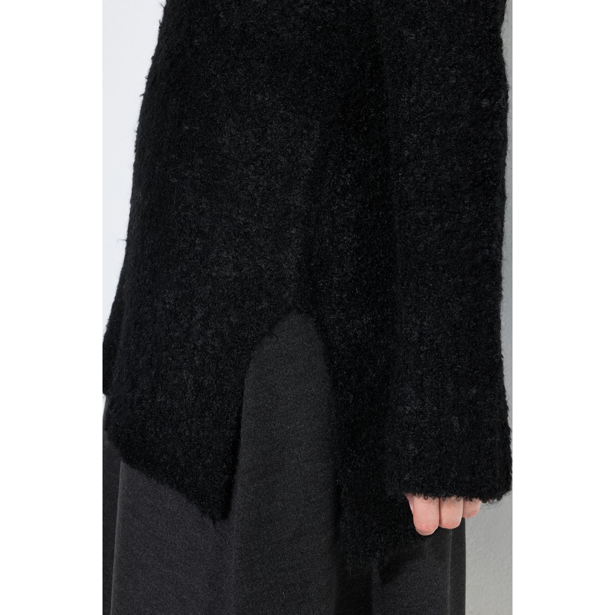 Pull en fine maille bouclée noir, ULLA POPKEN